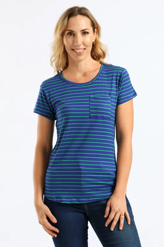Stripe Pocket Tee - Blue/Green sold by Edgars