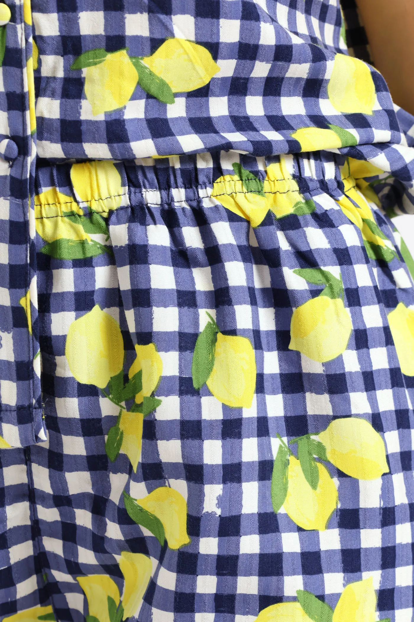 Woven Lemon Gingham Button Through Short Set - White/Navy sold by Edgars product image thumbnail 4