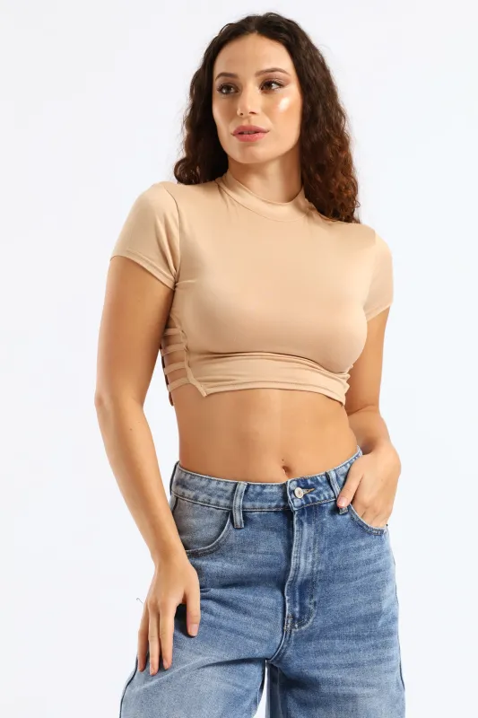 Side Strap Tee - Beige sold by Edgars