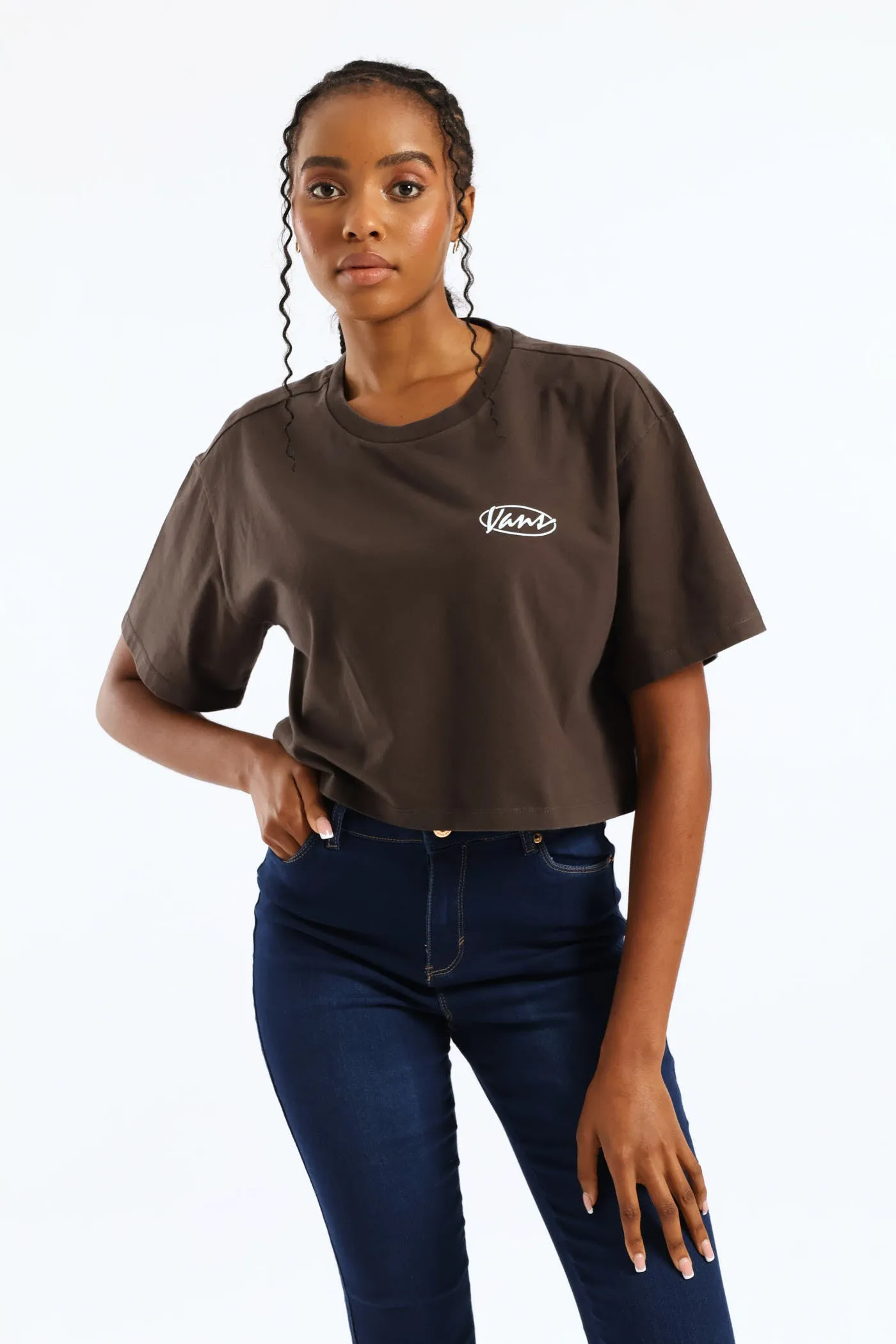 Era Script Relaxed Crop Tee - Grey Brown sold by Edgars product image thumbnail 3
