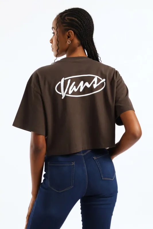 Era Script Relaxed Crop Tee - Grey Brown sold by Edgars