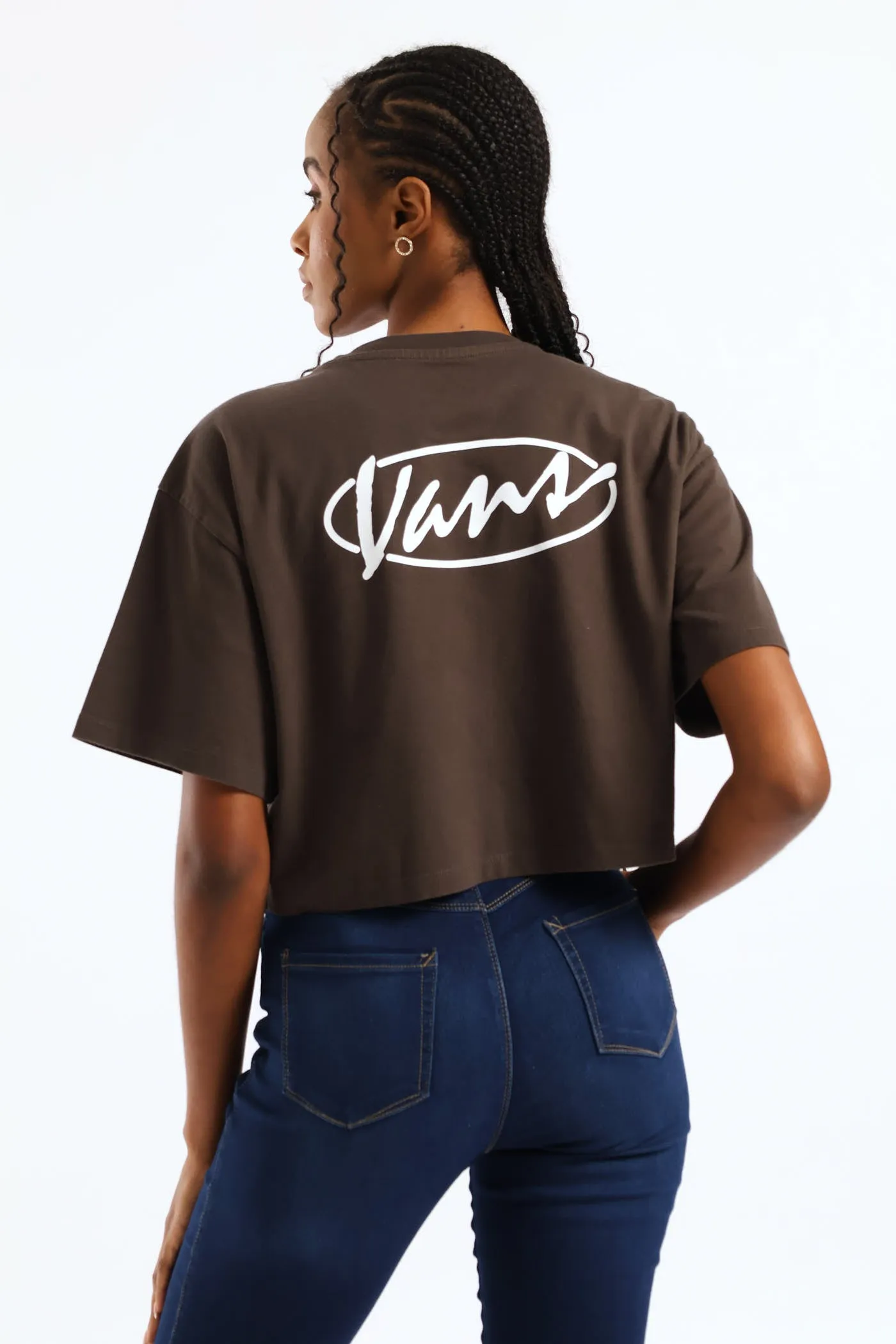 Era Script Relaxed Crop Tee - Grey Brown sold by Edgars