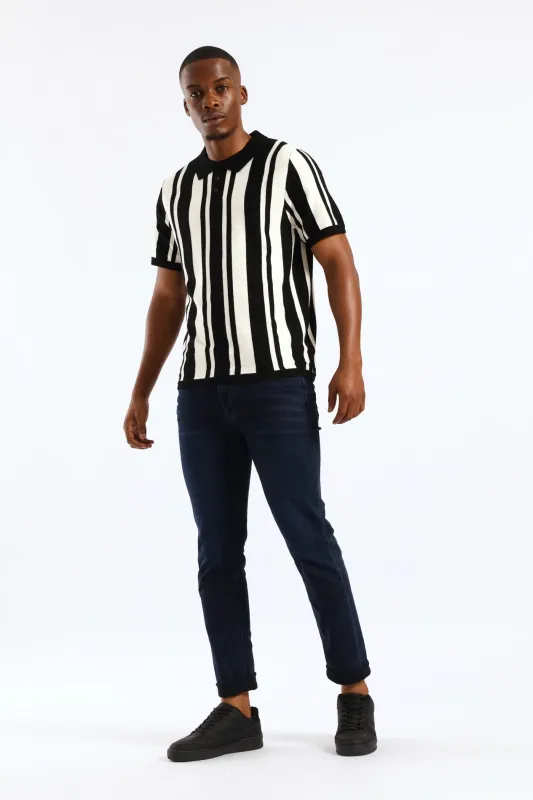 Stripe Knit Golfer - Ecru/Black sold by Edgars