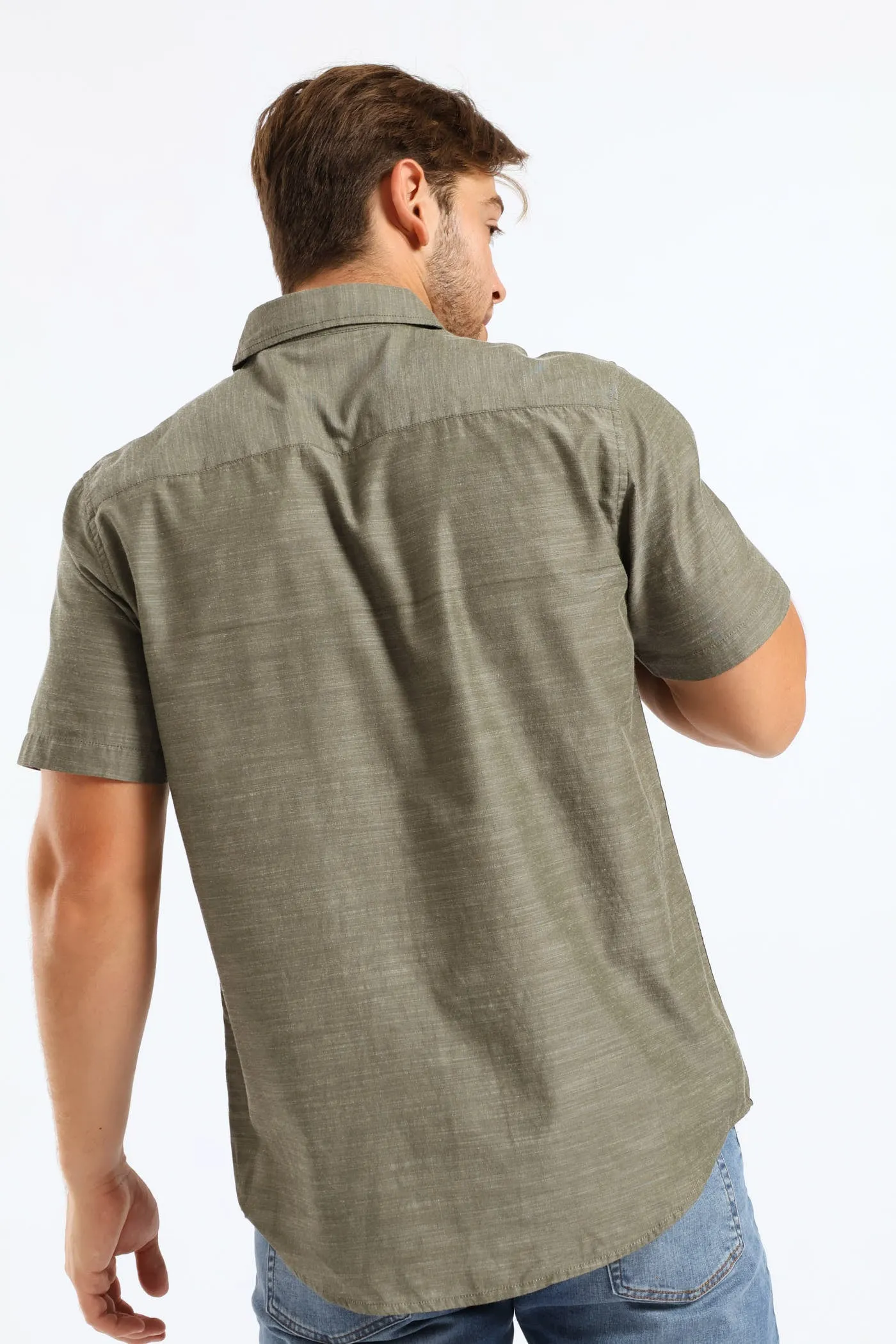 Ringspun Slub Button Down Shirt - Olive sold by Edgars product image thumbnail 3