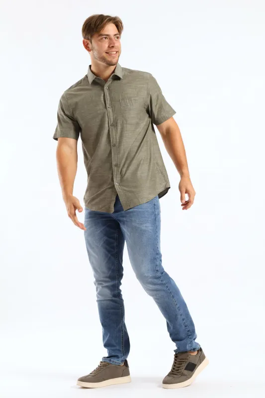 Ringspun Slub Button Down Shirt - Olive sold by Edgars