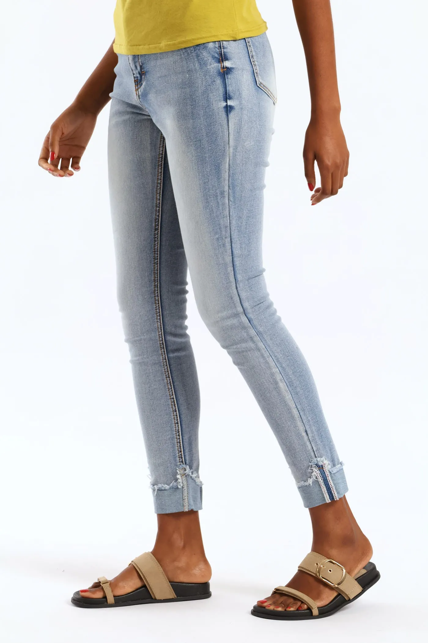 Hi Waist Mid Rise Turnup Skinny Denim - Light Wash sold by Edgars product image thumbnail 3