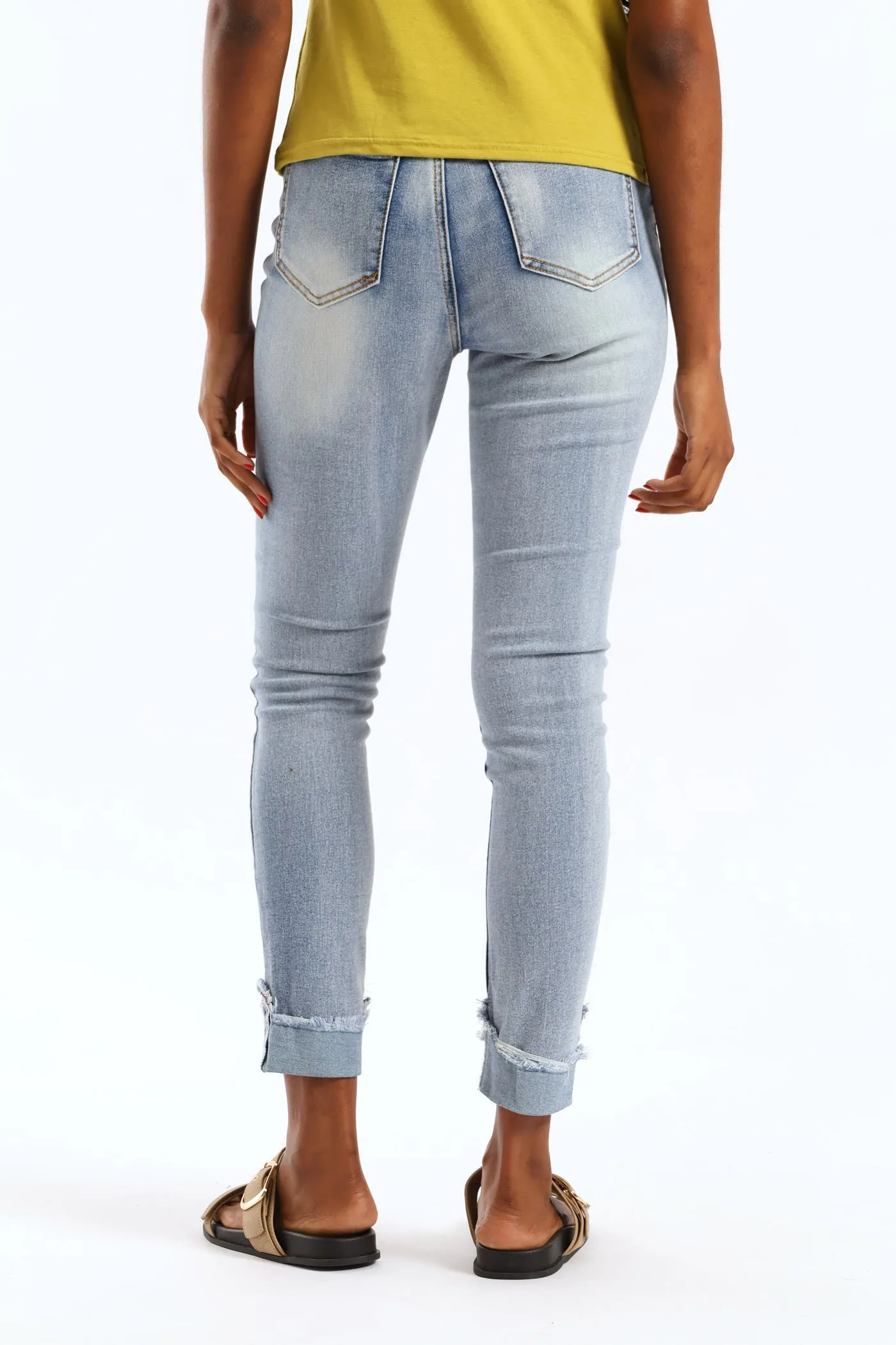 Hi Waist Mid Rise Turnup Skinny Denim - Light Wash sold by Edgars product image thumbnail 4
