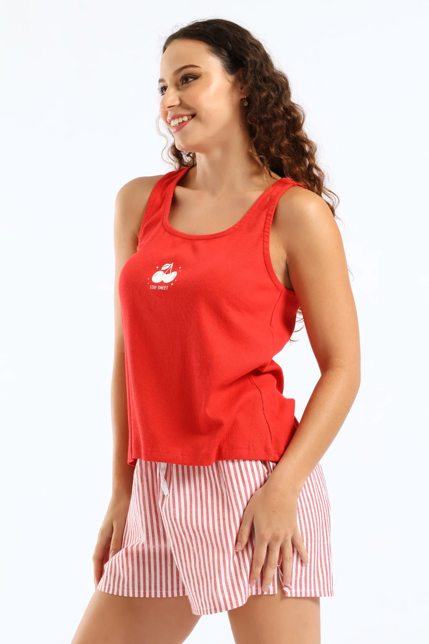 Cherry Rib Tank & Woven Short Set - Red sold by Edgars product image thumbnail 4