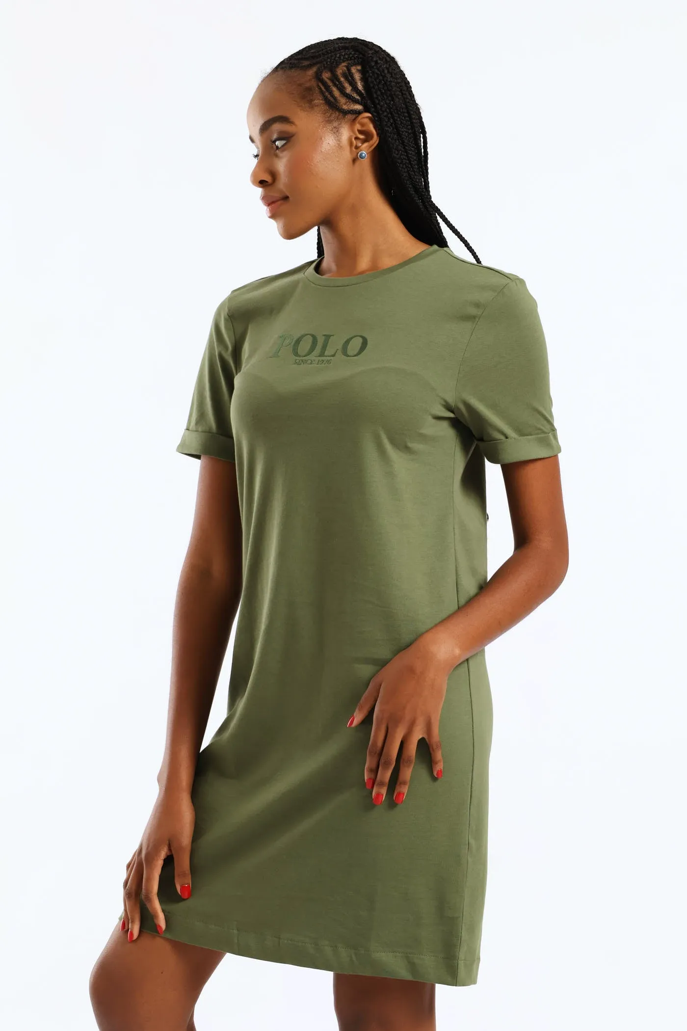 Nandi Short Sleeve Midi T-Shirt Dress - Olive sold by Edgars product image thumbnail 3