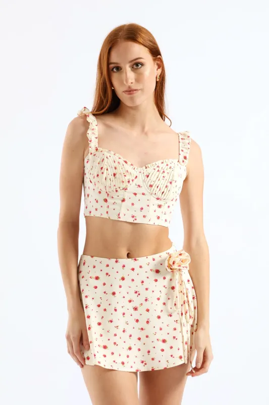 Floral Bust Detail Top & Skort Set - Ivory sold by Edgars