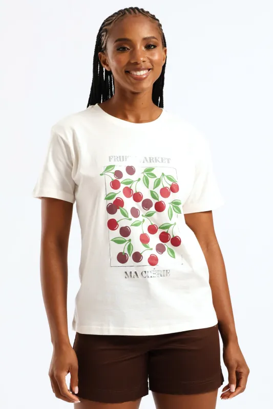 Ma Cherie Fruit Market Tee - Cream sold by Edgars