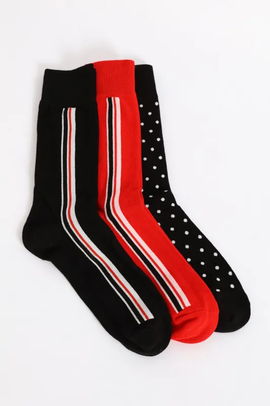 3 Pack Fashion Anklet Socks - Red/Black sold by Edgars