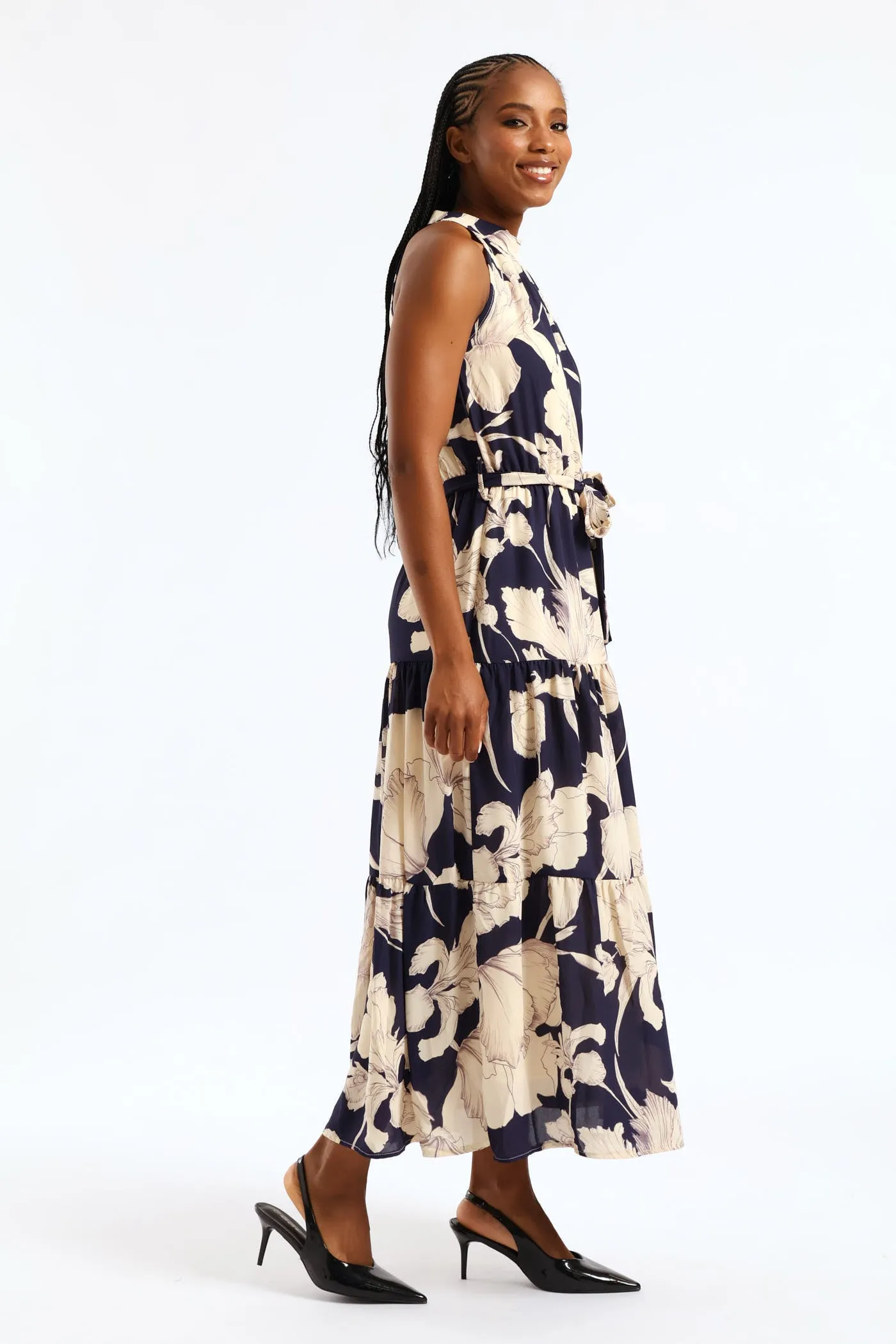 Halter Neck Tiered Maxi Dress - Navy sold by Edgars product image thumbnail 5