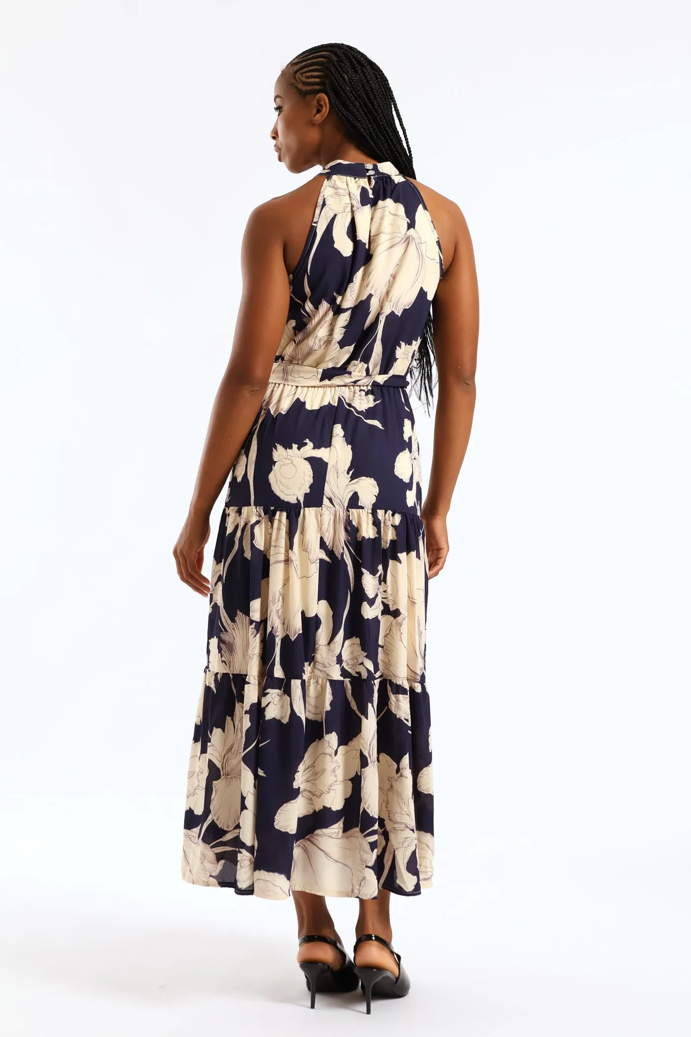 Halter Neck Tiered Maxi Dress - Navy sold by Edgars product image thumbnail 4