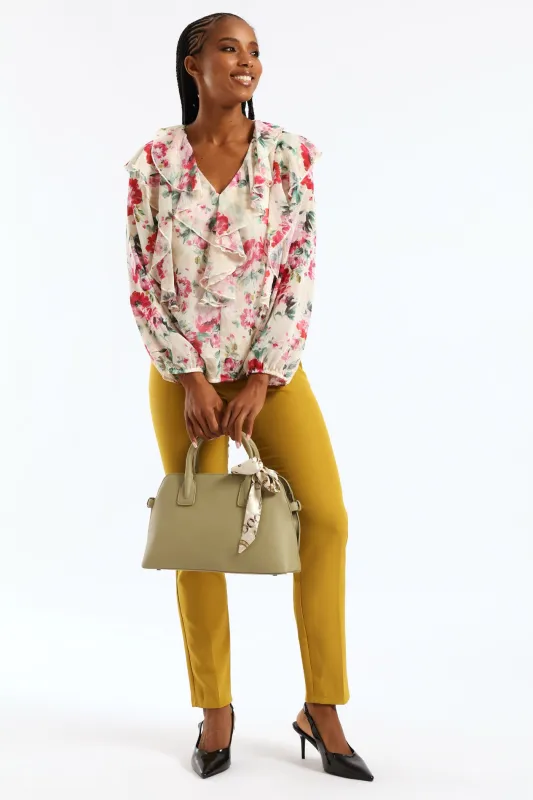 Ribbon Det Double Handle Bowling Bag - Pistachio Green sold by Edgars