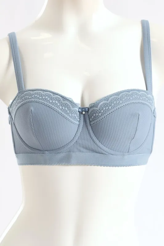 2 Pack Ribbed Balconette Bra - Blue/White sold by Edgars