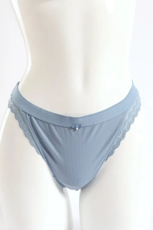 2 Pack Ribbed Thong Panties - Blue/White sold by Edgars