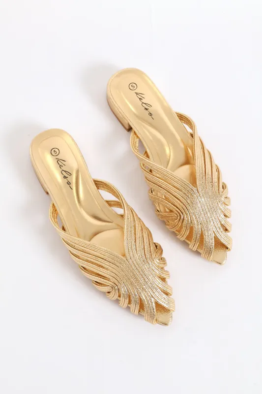 Strappy Peeptoe Mule - Gold sold by Edgars