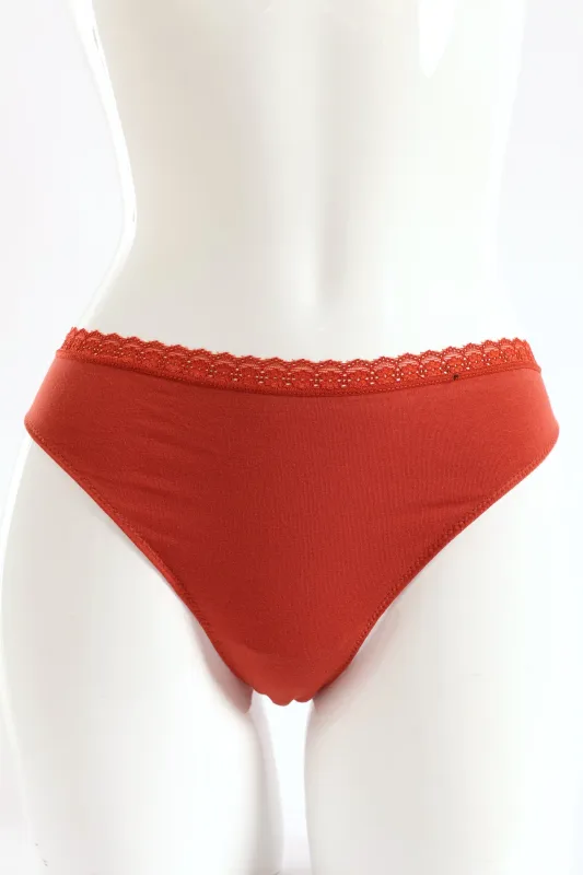 3 Pack Thong Panties - Cinnebar/Oatmeal Melange/Folkstone sold by Edgars