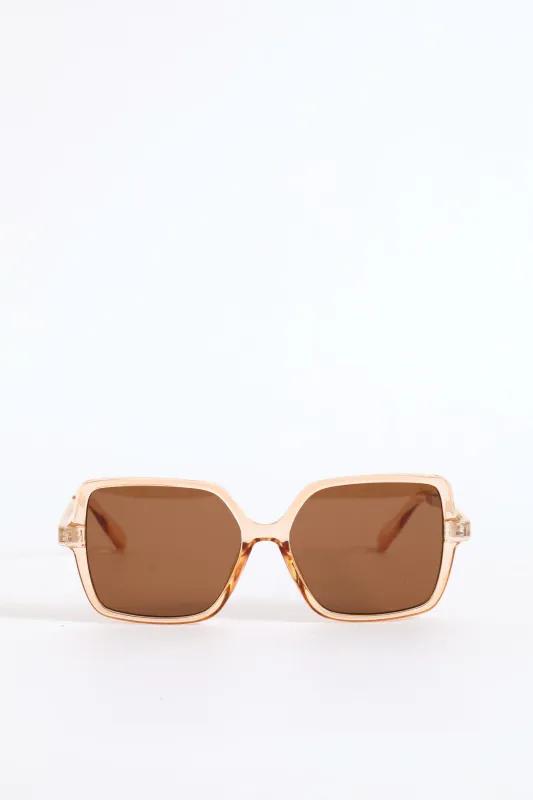 Square Crystal Frame Brown Lense Sunglasses - Light Brown made by Edgars
