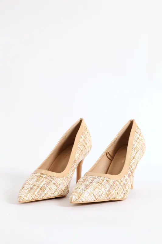 Tweed Court Heel - Natural sold by Edgars