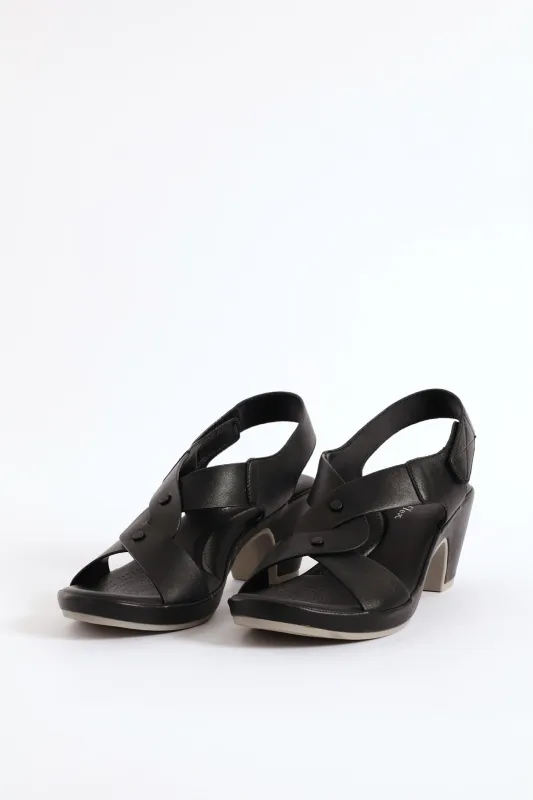 Cross Heel Sandal - Black sold by Edgars