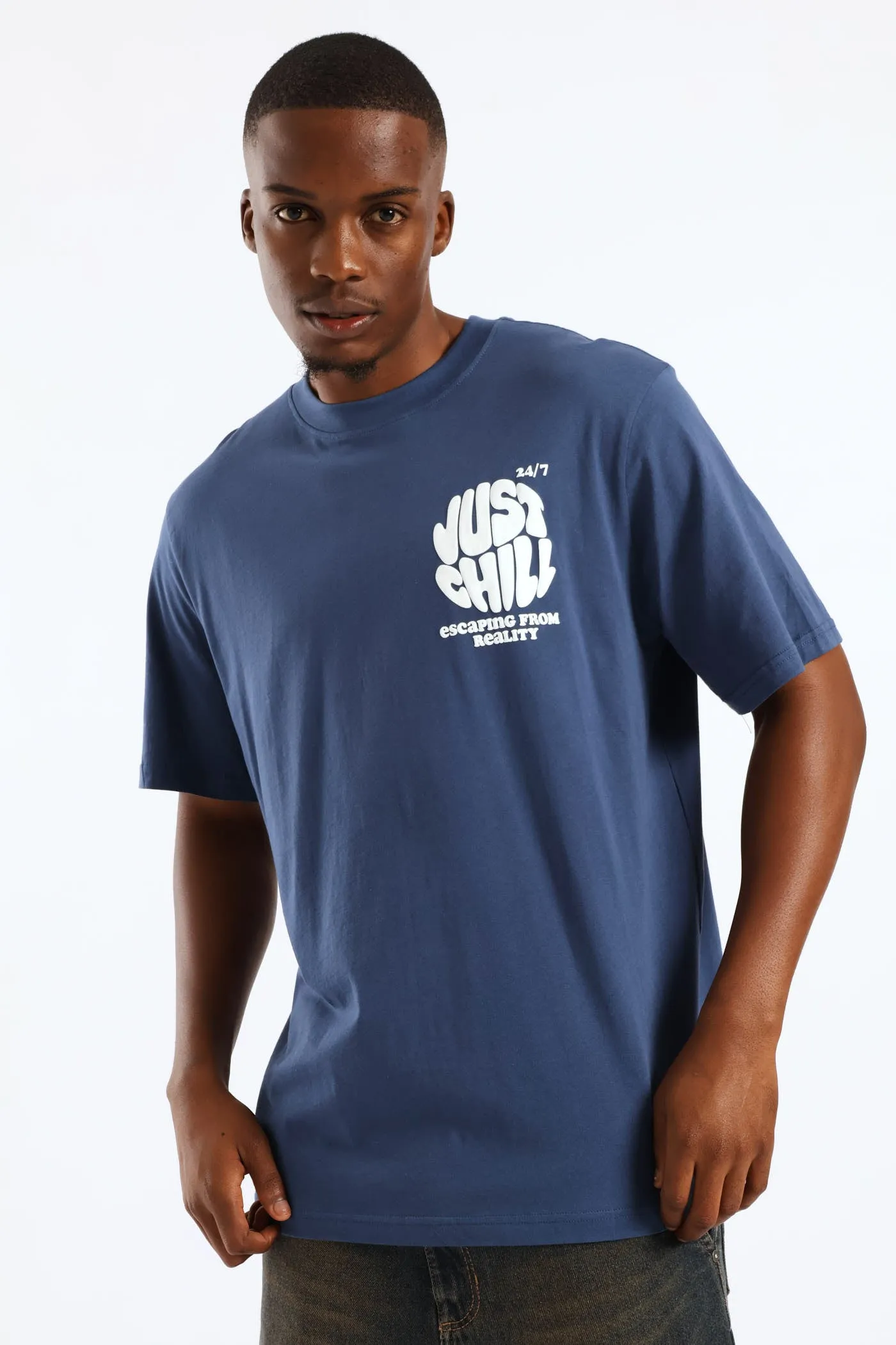 Just Chill Puff Print Front & Back Tee - Blue sold by Edgars product image thumbnail 3