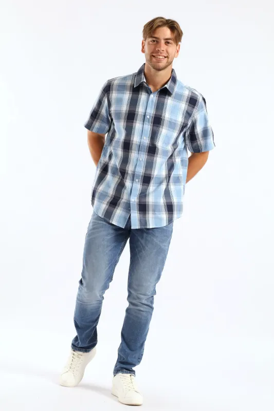 Check Button Down Shirt - Blue/Navy sold by Edgars