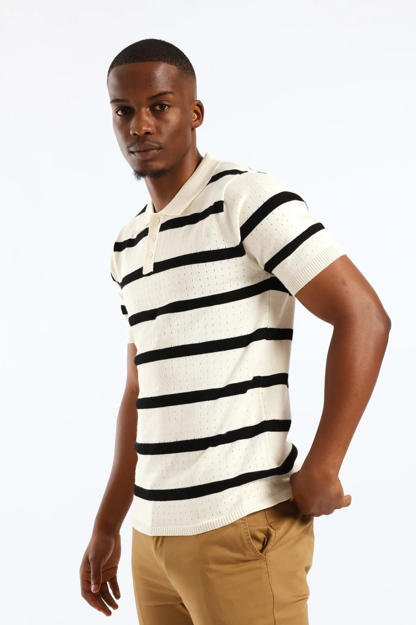 Fine Gauge Stripe Golfer - Off White sold by Edgars product image thumbnail 4