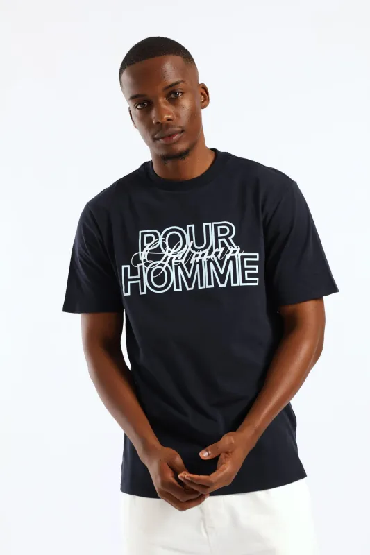 Basic Print Tee - Navy sold by Edgars