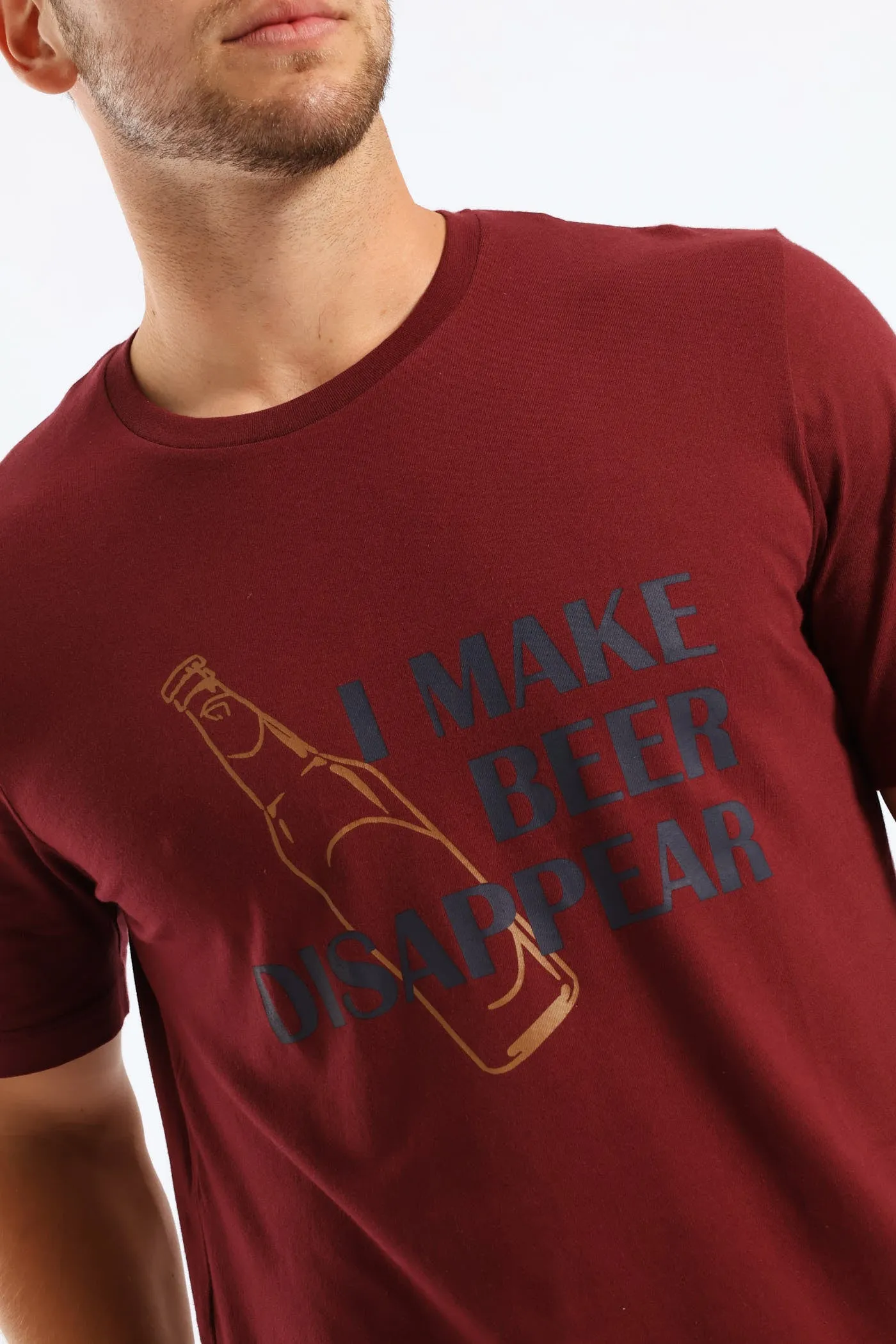 Beer Disappear Slogan Tee - Burgundy sold by Edgars product image thumbnail 4