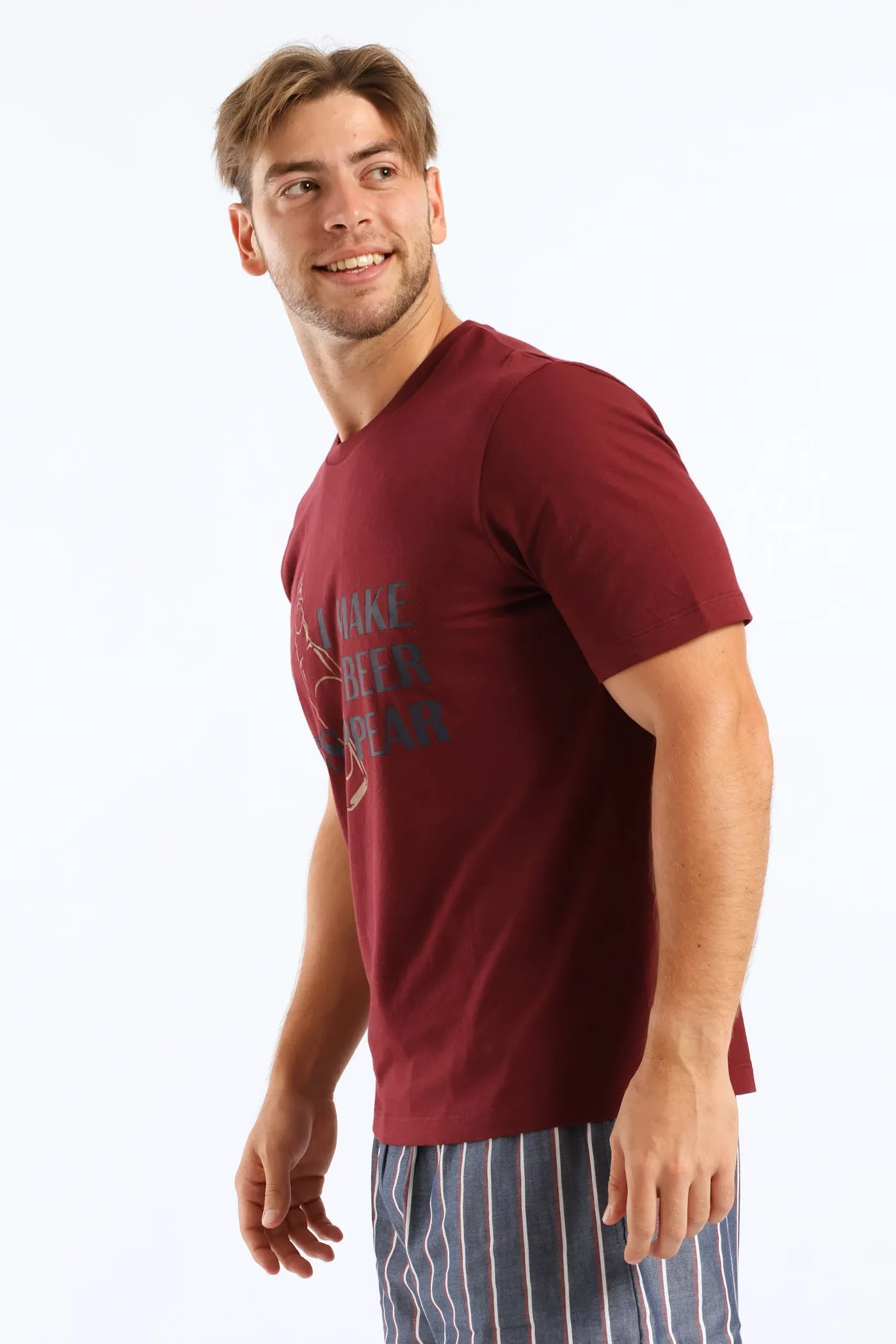 Beer Disappear Slogan Tee - Burgundy sold by Edgars product image thumbnail 2