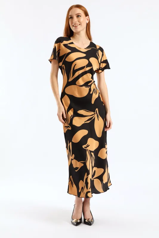 Satin Bias Cut Maxi Dress - Taupe sold by Edgars