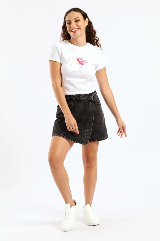 Panel Denim Skort - Salty Black sold by Edgars