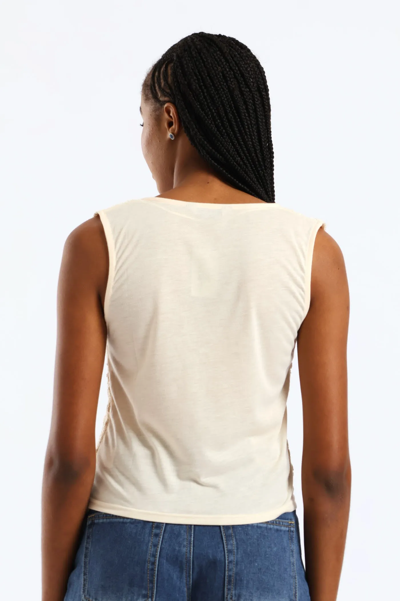 Tie Front Crochet Waistcoat - Cream sold by Edgars product image thumbnail 4