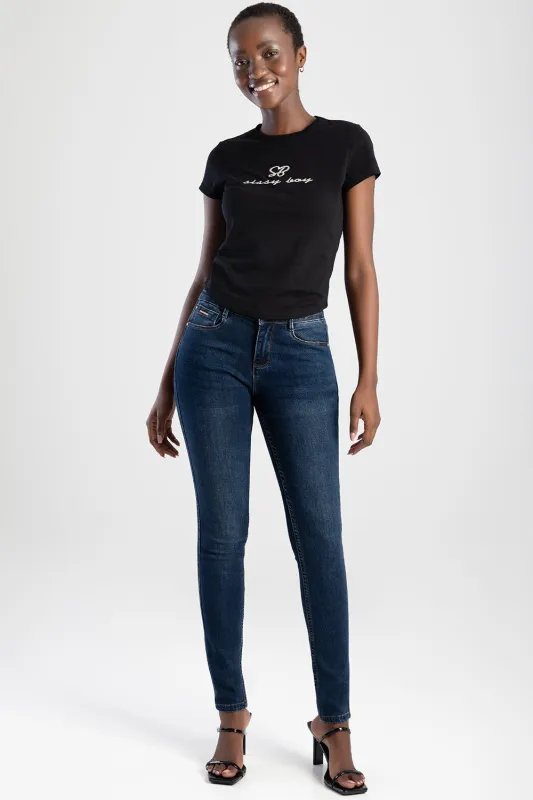 Logan Axel Dark Vintage Skinny Denim - Dark Wash sold by Edgars