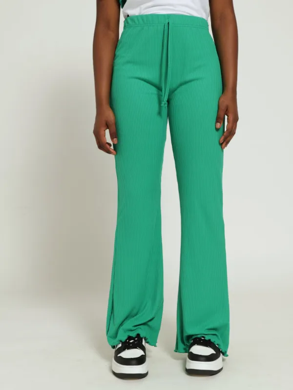 Girls Ribbed Flare Pants - Green sold by Edgars