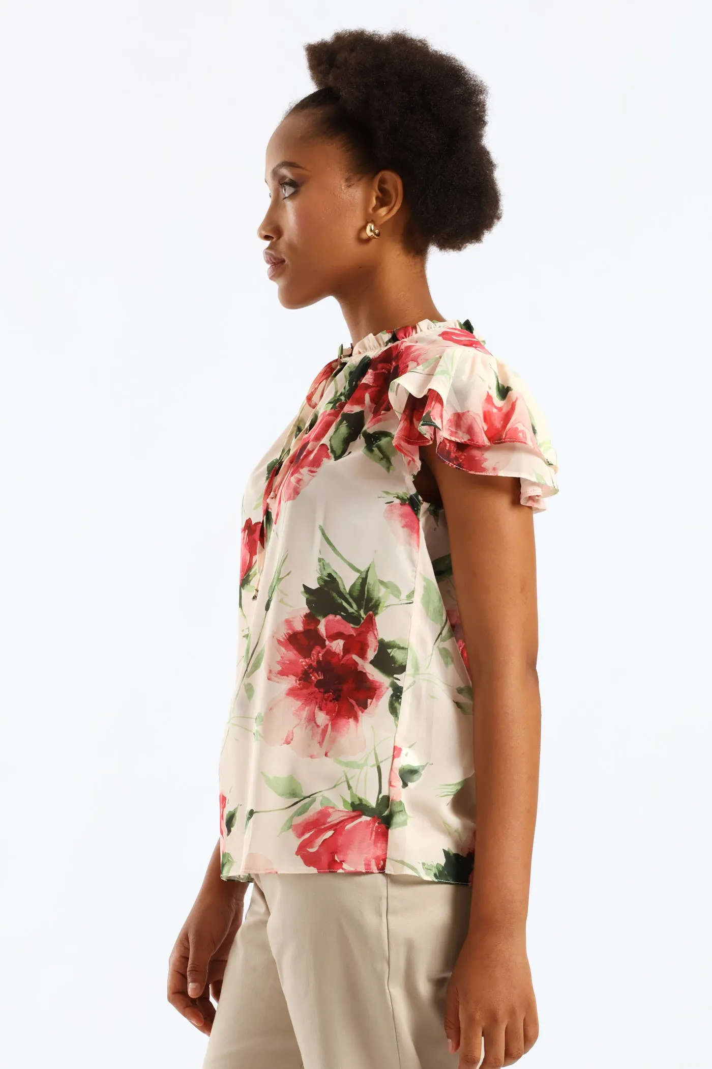 Tie Up Frill Neck Blouse - Cream sold by Edgars product image thumbnail 4