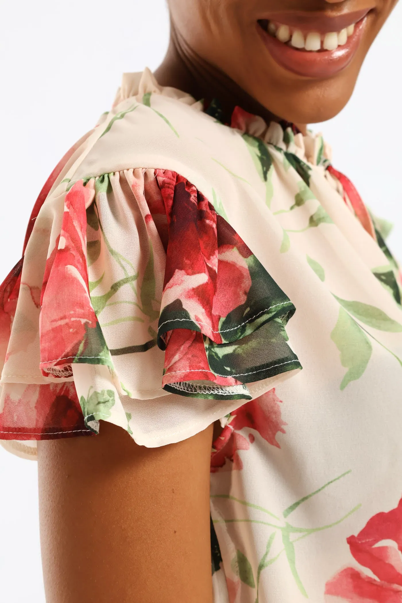 Tie Up Frill Neck Blouse - Cream sold by Edgars product image thumbnail 2