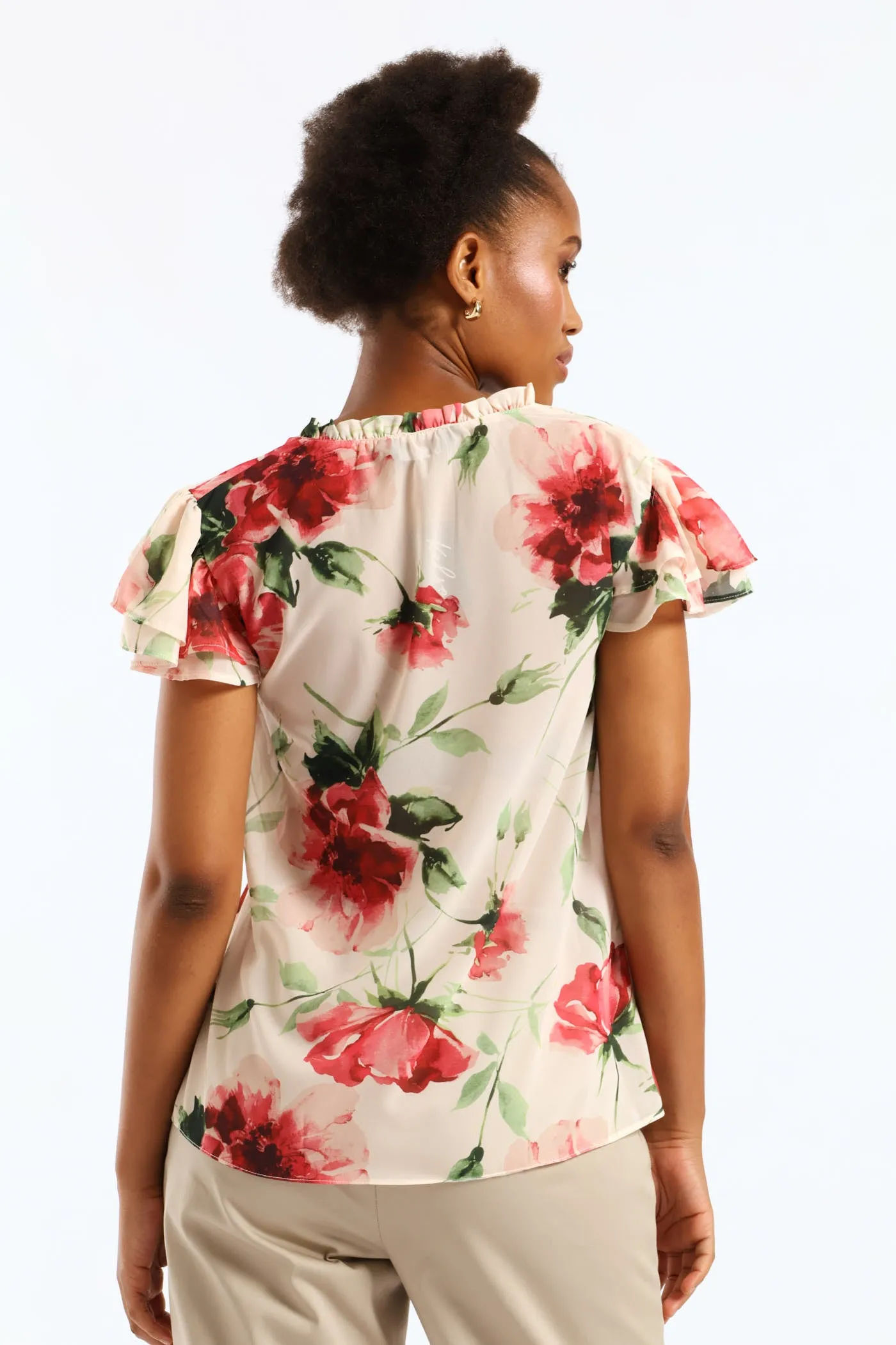 Tie Up Frill Neck Blouse - Cream sold by Edgars product image thumbnail 5