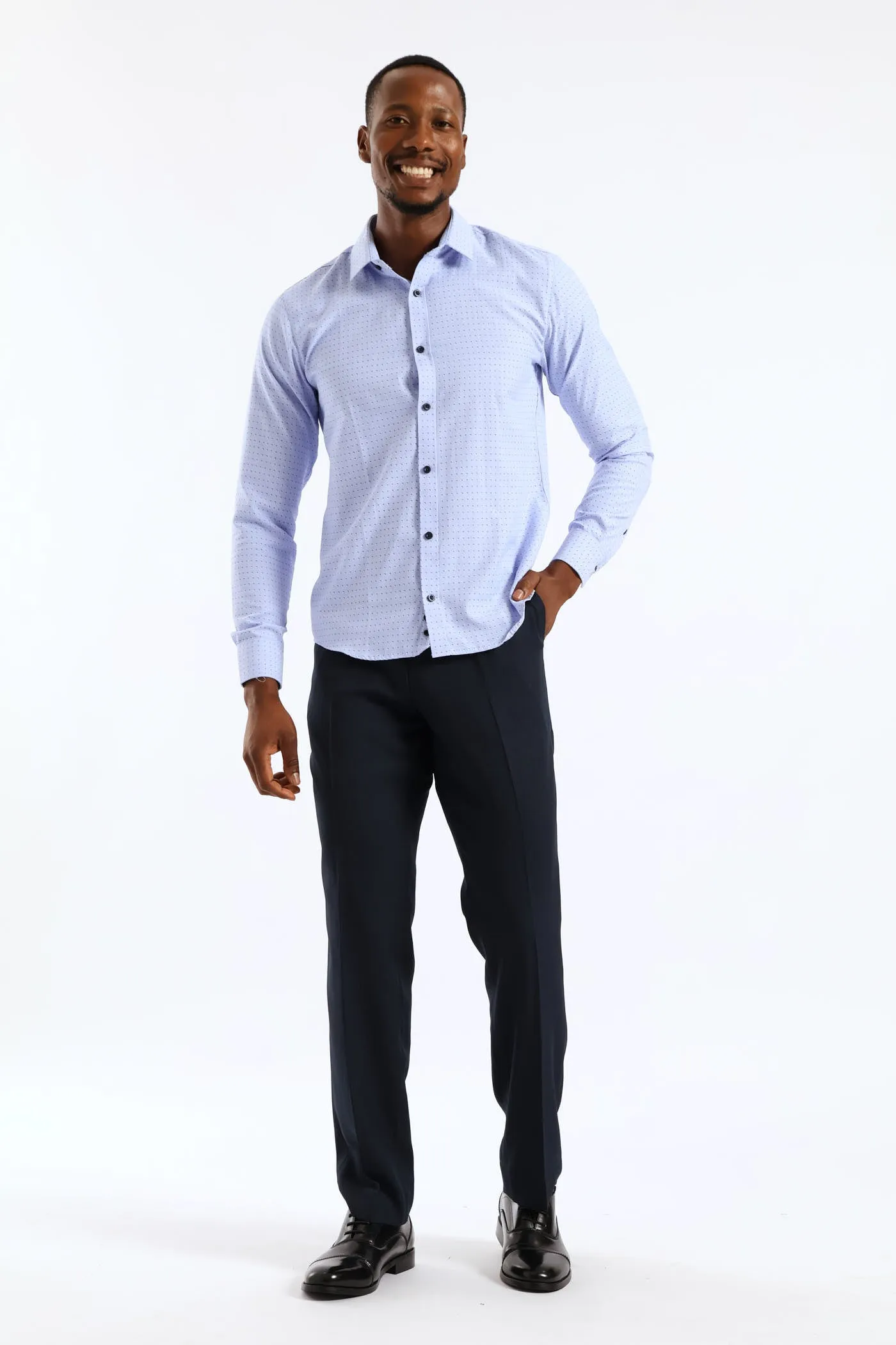 Regular Abstract Geometric Textured Shirt - Light Blue sold by Edgars product image thumbnail 4