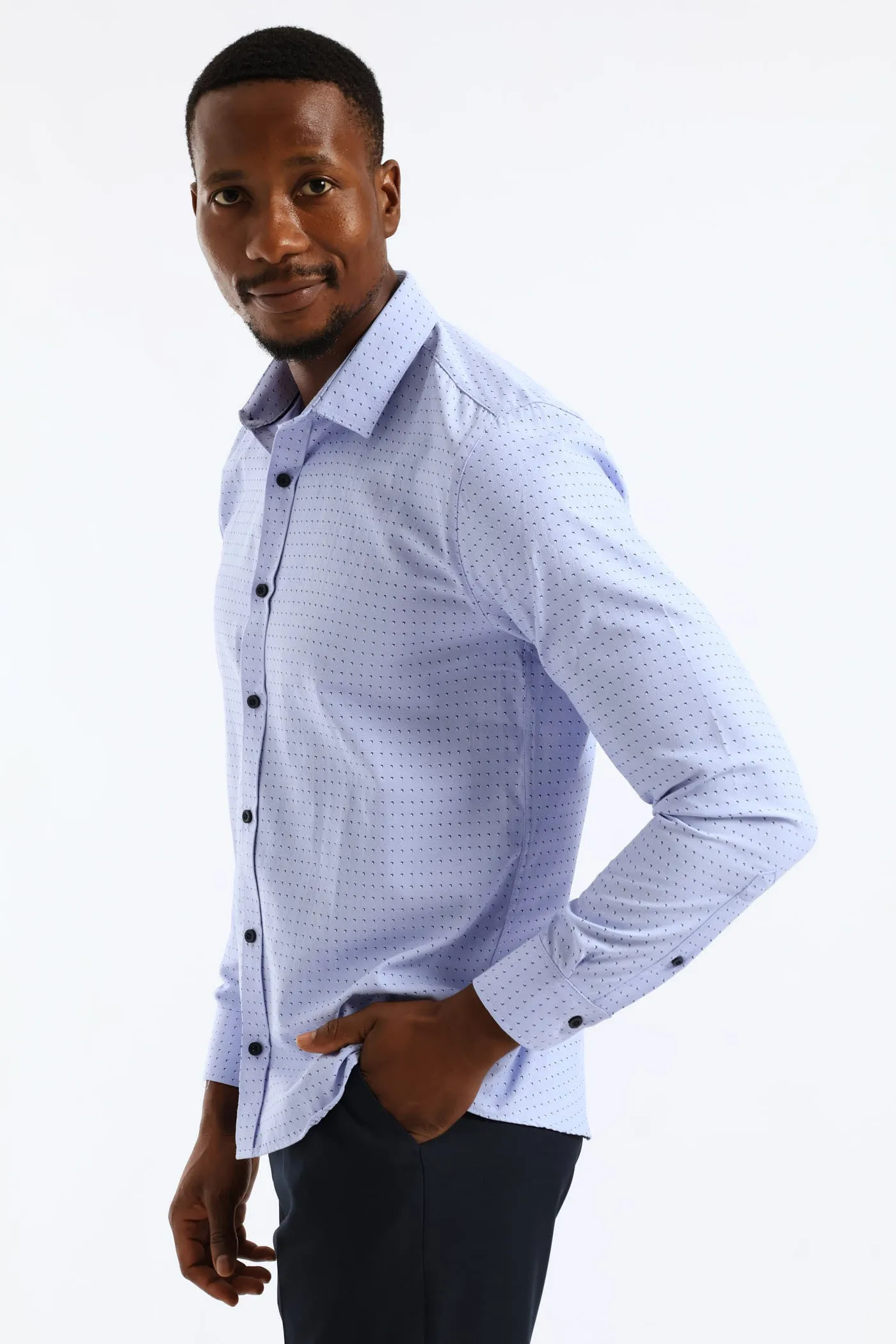 Regular Abstract Geometric Textured Shirt - Light Blue sold by Edgars product image thumbnail 3