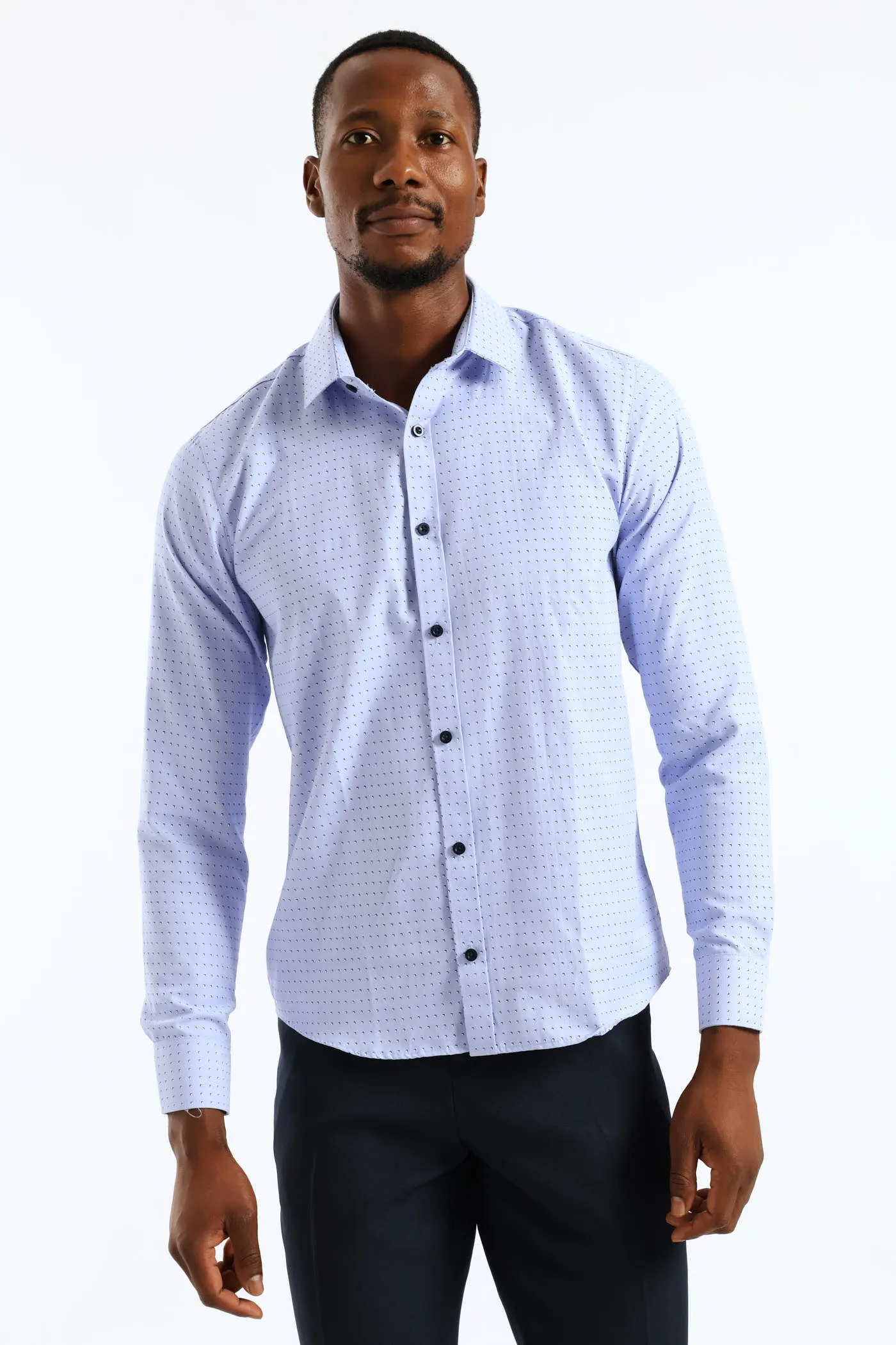 Regular Abstract Geometric Textured Shirt - Light Blue sold by Edgars