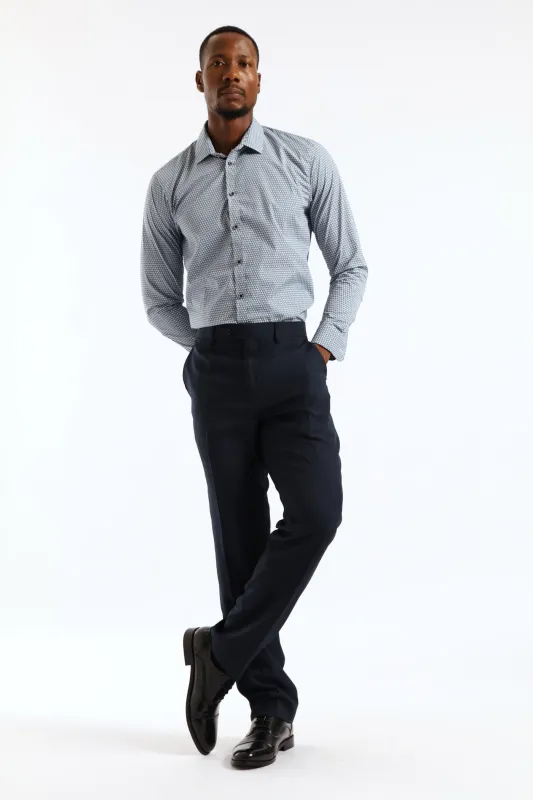 Regular Abstract Printed Textured Shirt - Mid Blue sold by Edgars