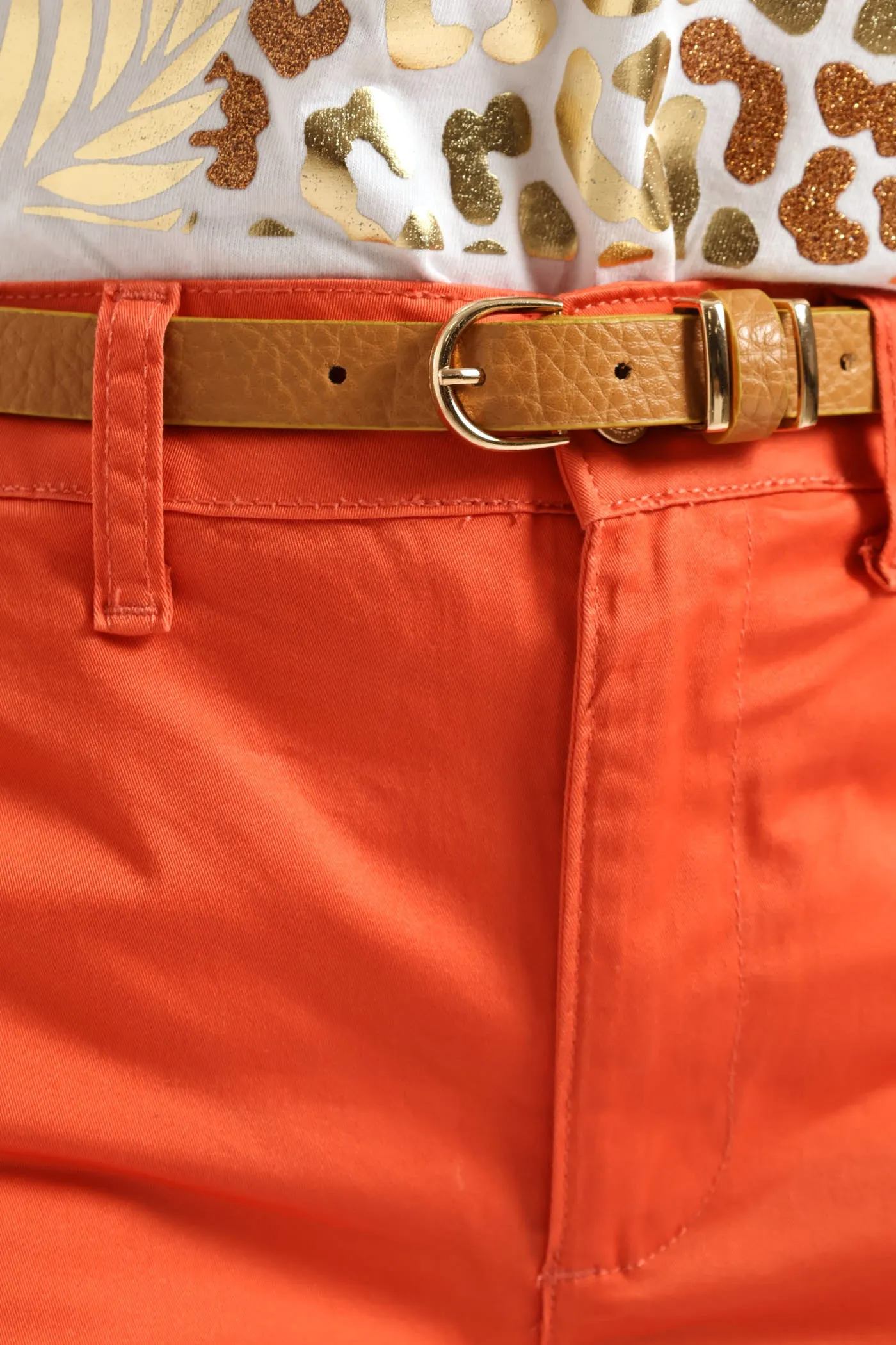 Belted Sateen Bermuda Chino Shorts - Coral sold by Edgars product image thumbnail 2