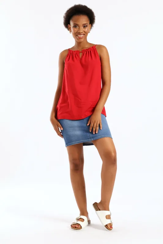 Denim Knit Mini Skirt - Mid Wash sold by Edgars