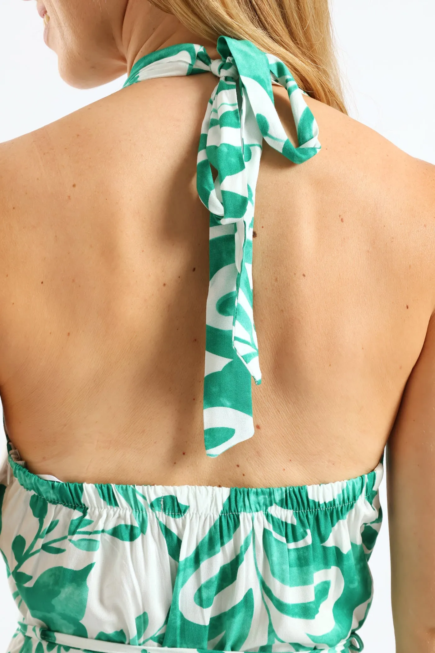 Halter Neck Fit & Flare Midaxi Sundress - White/Green sold by Edgars product image thumbnail 2