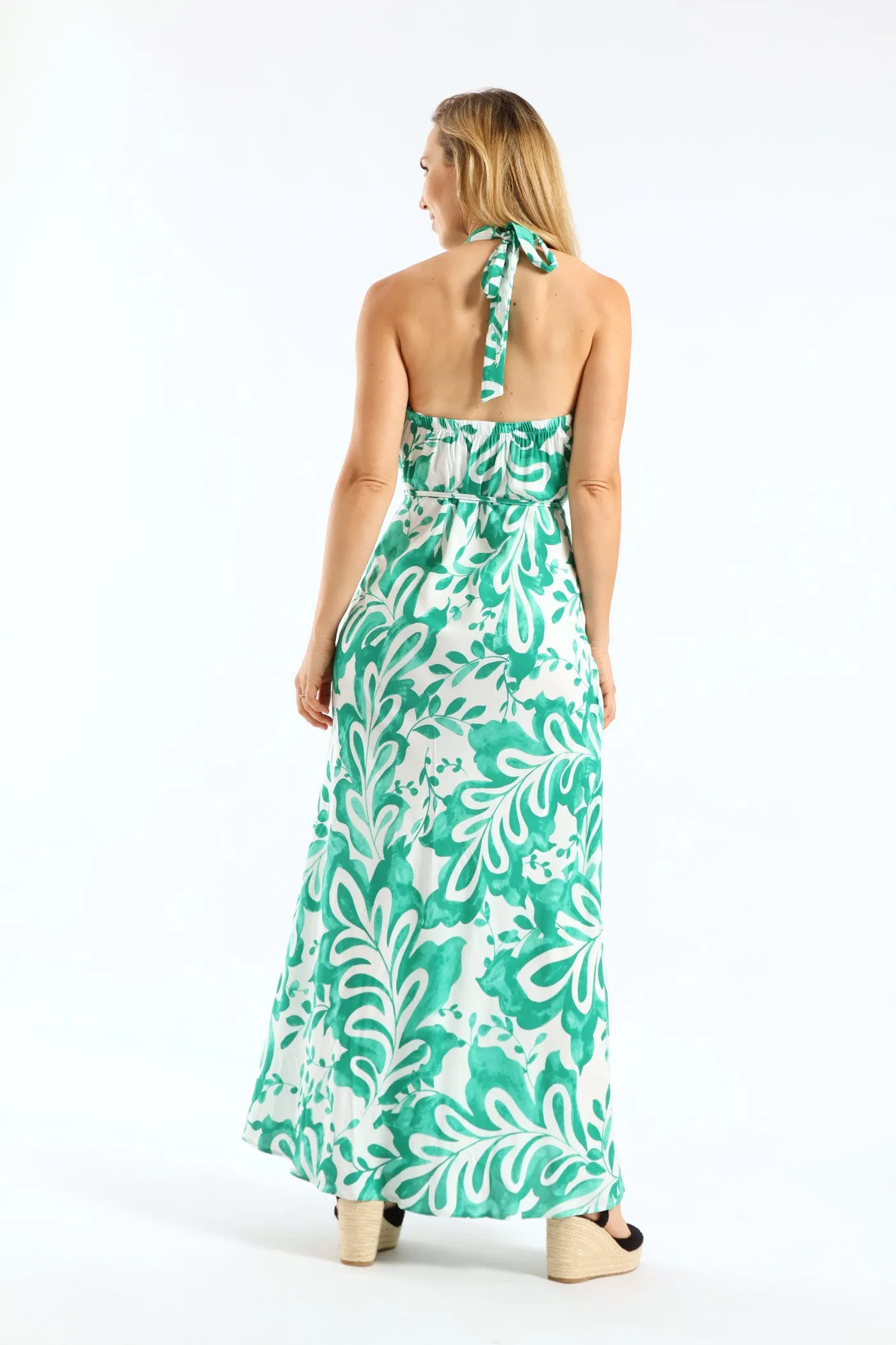 Halter Neck Fit & Flare Midaxi Sundress - White/Green sold by Edgars product image thumbnail 4