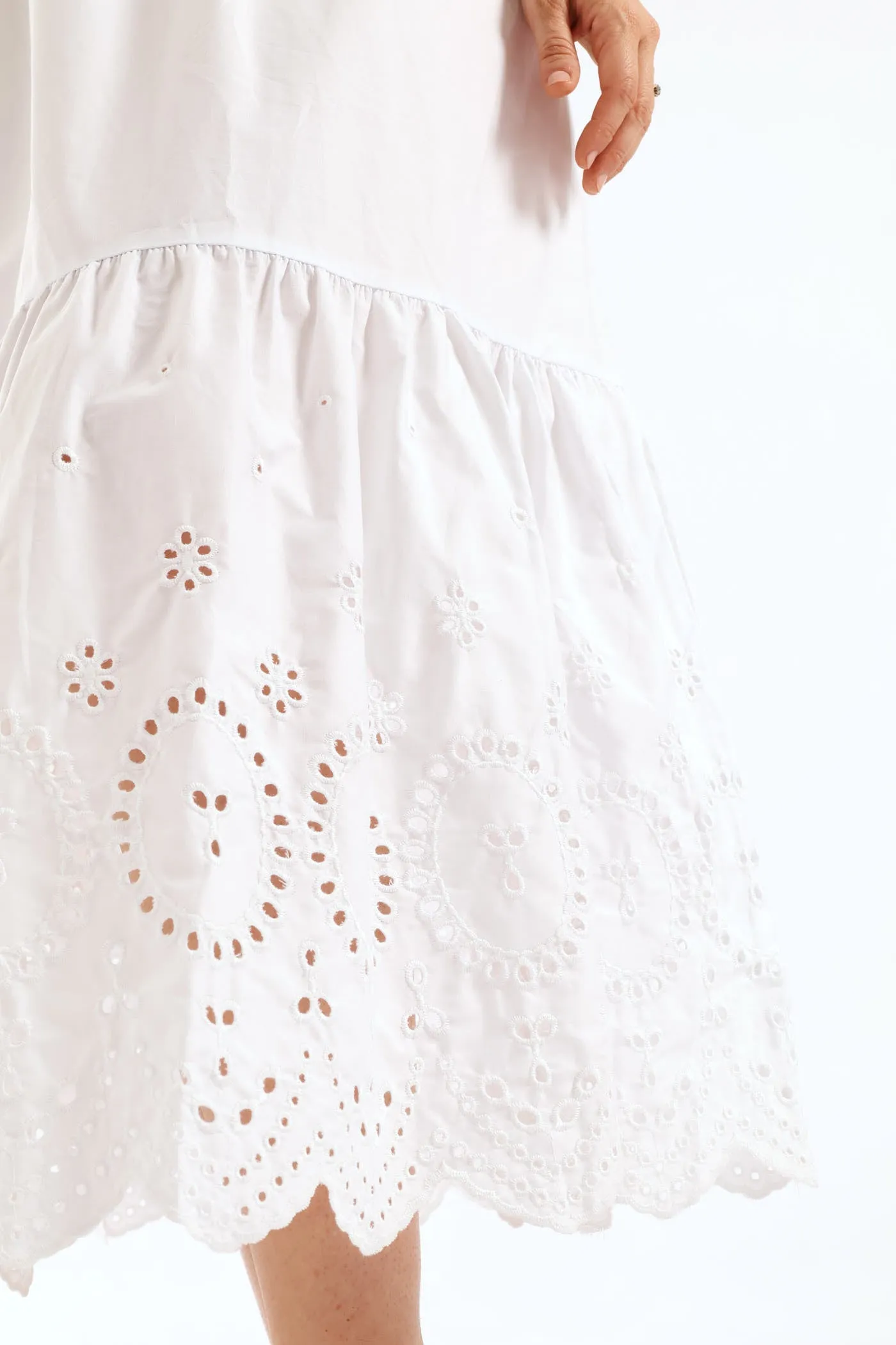 Rib Combo Anglaise Frill Hem Midaxi Dress - White sold by Edgars product image thumbnail 2