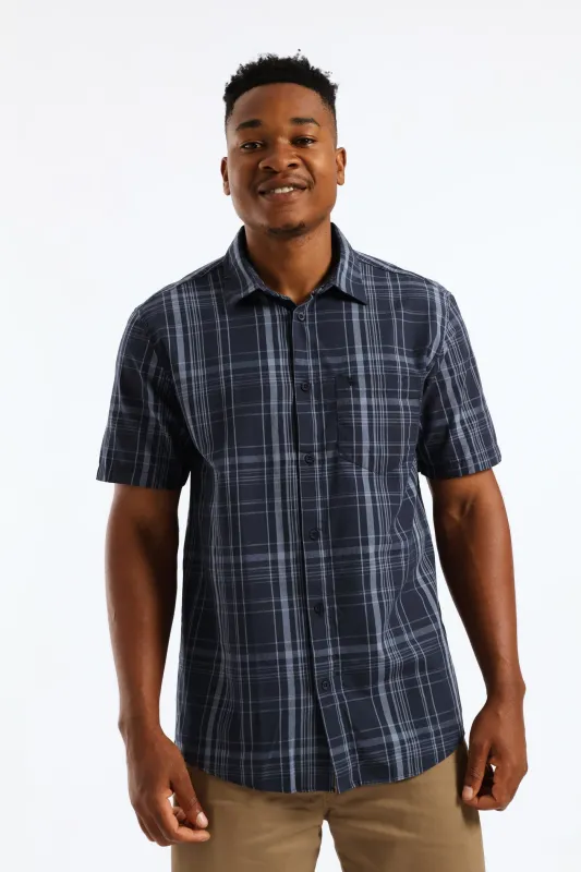 Regular Check Shirt - Navy sold by Edgars